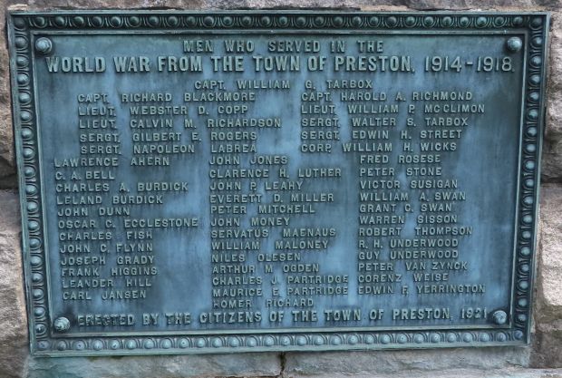 PRESTON CIVIL WAR AND WORLD WAR MEMORIAL PLAQUE