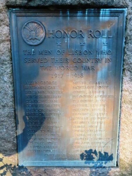 LISBON WORLD WAR MEMORIAL PLAQUE