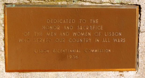 LISBON WAR VETERANS MEMORIAL PLAQUE