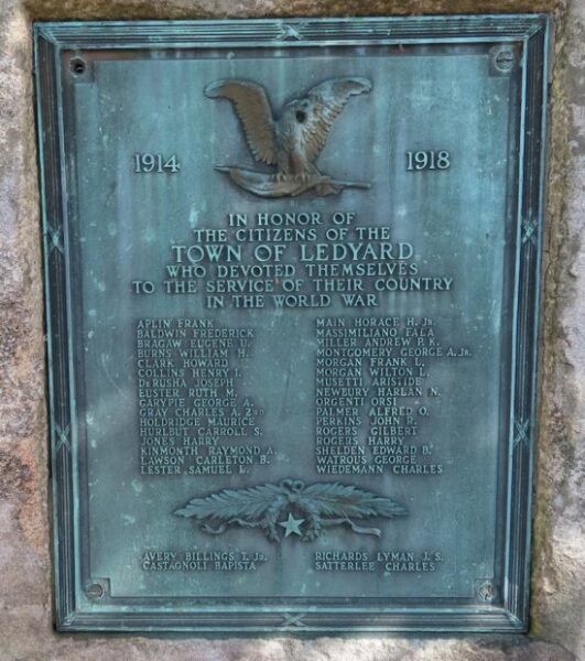 TOWN OF LEDYARD WORLD WAR MEMORIAL PLAQUE