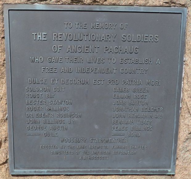 REVOLUTIONARY SOLDIERS OF ANCIENT PACHAUG MEMORIAL PLAQUE