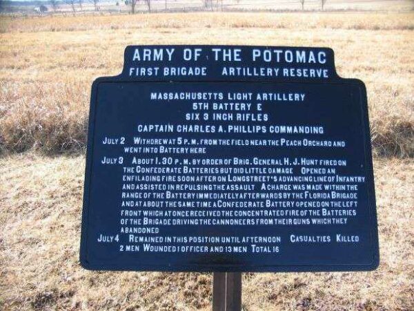 BATTERY E, 5TH MASSACHUSETTS LIGHT ARTILLERY WAR MEMORIAL PLAQUE