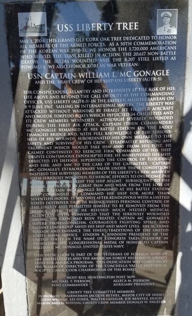 USS LIBERTY TREE MEMORIAL PLAQUE