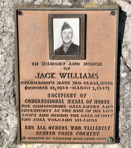 JACK WILLIAMS MEDAL OF HONOR WAR MEMORIAL PLAQUE