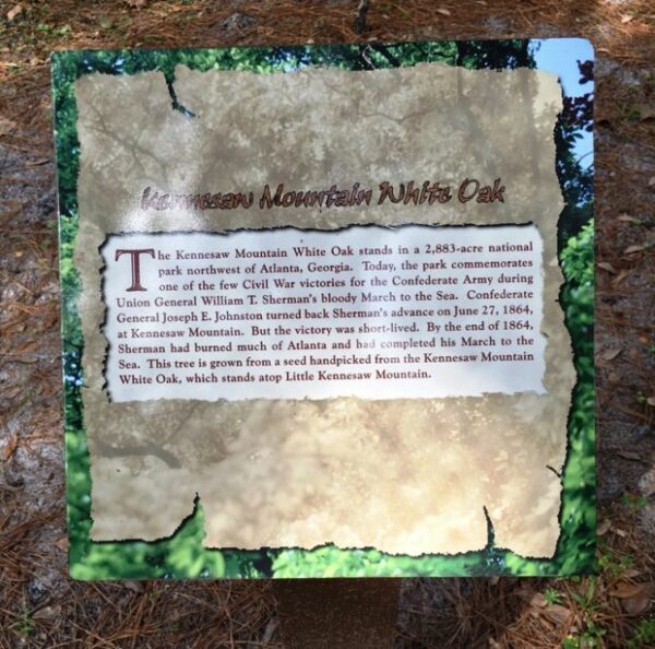 KENNESAW MOUNTAIN WHITE OAK WAR MEMORIAL TREE PLAQUE
