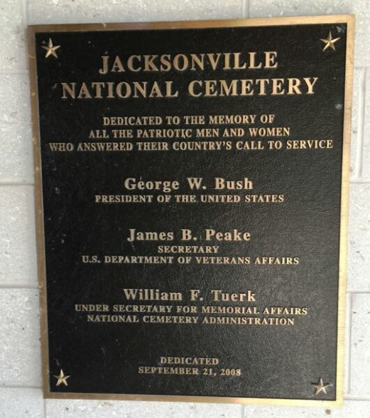 JACKSONVILLE NATIONAL CEMETERY MEMORIAL PLAQUE