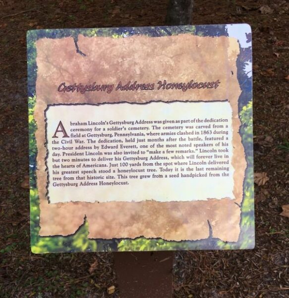 GETTYSBURG ADDRESS HONEYLOCUST WAR MEMORIAL TREE PLAQUE