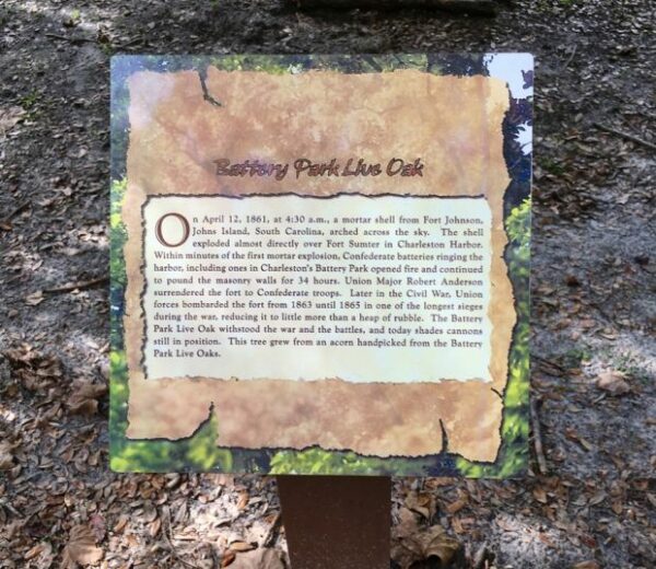 BATTERY PARK LIVE OAK WAR MEMORIAL TREE PLAQUE