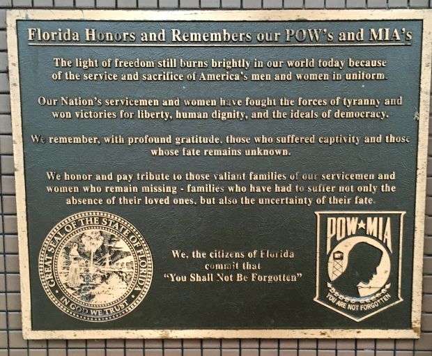 FLORIDA HONORS AND REMEMBERS OUR POW’S AND MIA’S MEMORIAL PLAQUE MIMS II