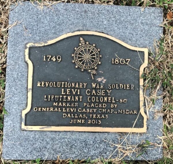 LEVI CASEY REVOLUTIONARY WAR SOLDIER MEMORIAL PLAQUE
