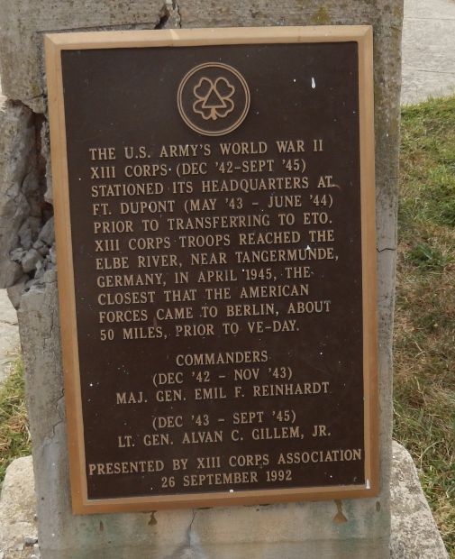 FT. DUPONT U.S. ARMY WORLD WAR II MEMORIAL PLAQUE