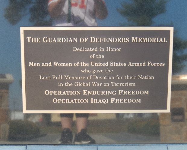 THE GUARDIAN OF DEFENDERS MEMORIAL PLAQUE
