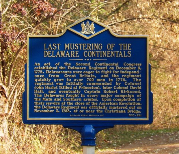 THE LAST MUSTERING OF THE FIRST DELAWARE REGIMENT MEMORIAL MARKER