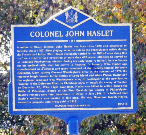 COLONEL JOHN HASLET REVOLUTIONARY WAR  MEMORIAL MARKER
