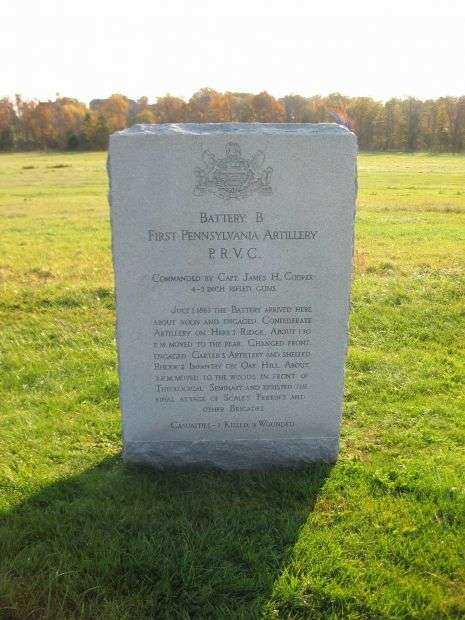 BATTERY B, FIRST PENNSYLVANIA ARTILLERY WAR MEMORIAL