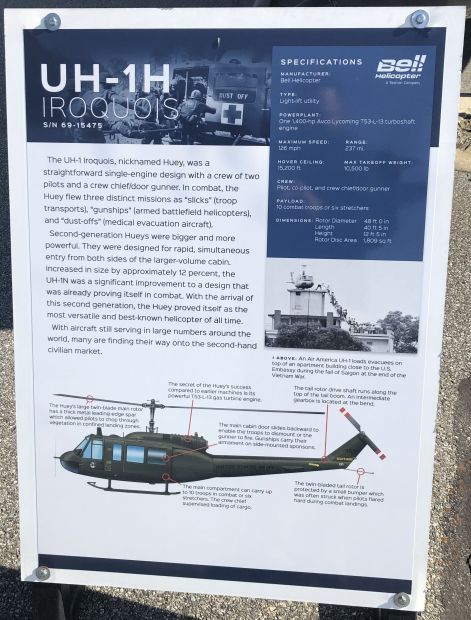 UH-1H IROQUOIS WAR MEMORIAL AIRCRAFT PLAQUE
