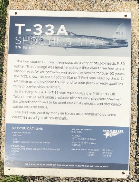 T-33A SHOOTING STAR WAR MEMORIAL AIRCRAFT PLAQUE
