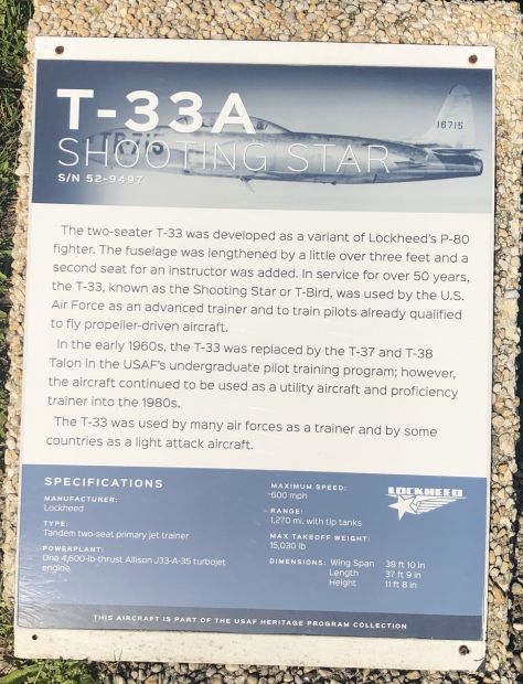 T-33A SHOOTING STAR WAR MEMORIAL AIRCRAFT PLAQUE