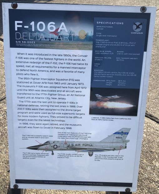 F-106A DELTA DART WAR MEMORIAL AIRCRAFT PLAQUE