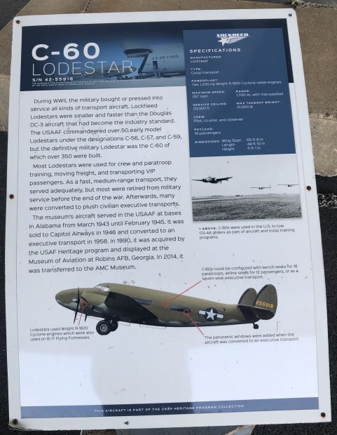 C-60 LODESTAR WAR MEMORIAL AIRCRAFT PLAQUE