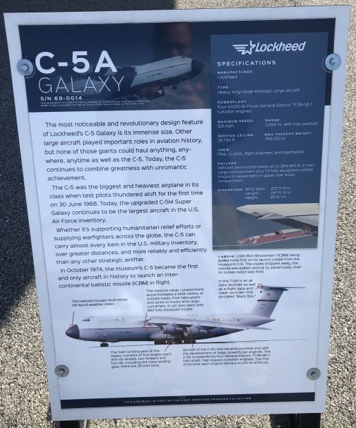 C-5A GALAXY WAR MEMORIAL AIRCRAFT PLAQUE