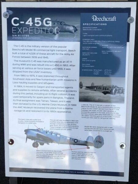 C-45G EXPEDITOR WAR MEMORIAL AIRCRAFT PLAQUE