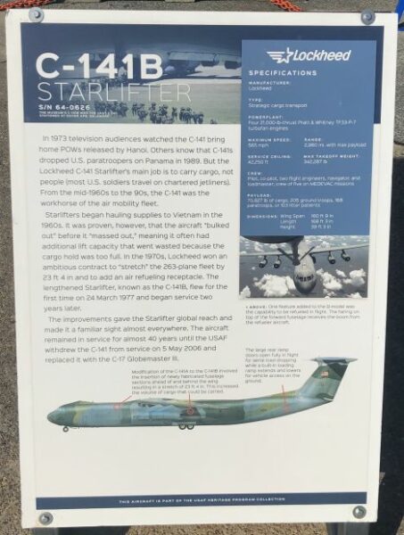 C-141B STARLIFTER WAR MEMORIAL AIRCRAFT PLAQUE
