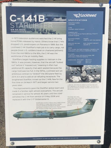 C-141B STARLIFTER WAR MEMORIAL AIRCRAFT PLAQUE