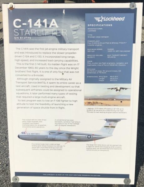 C-141A STARLIFTER WAR MEMORIAL AIRCRAFT PLAQUE