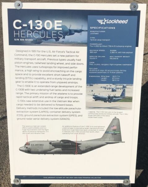 C-130E HERCULES WAR MEMORIAL AIRCRAFT PLAQUE