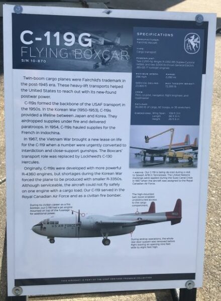 C119G FLYING BOXCAR WAR MEMORIAL AIRCRAFT PLAQUE