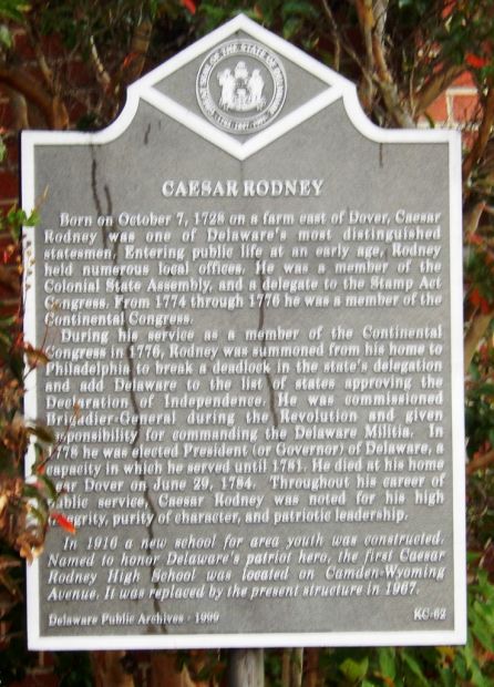 CAESAR RODNEY REVOLUTIONARY WAR MEMORIAL MARKER