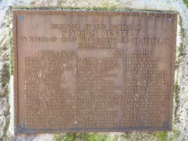 WINDHAM WORLD WAR II MEMORIAL PLAQUE