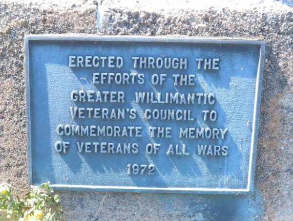 WILLIMANTIC VETERANS COUNCIL MEMORIAL FLAGPOLE PLAQUE