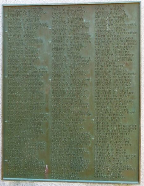 VILLAGE OF PLAINFIELD WORLD WAR II MEMORIAL PLAQUE B