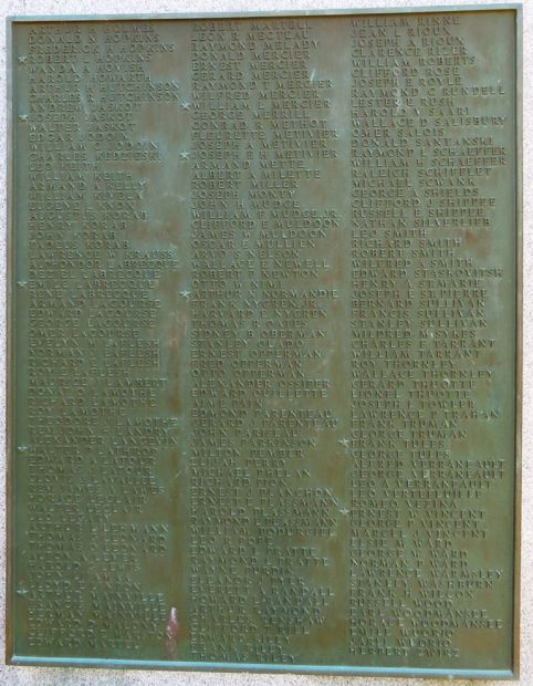 VILLAGE OF PLAINFIELD WORLD WAR II MEMORIAL PLAQUE B