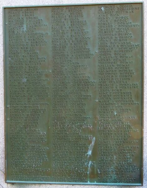 VILLAGE OF PLAINFIELD WORLD WAR II MEMORIAL PLAQUE A
