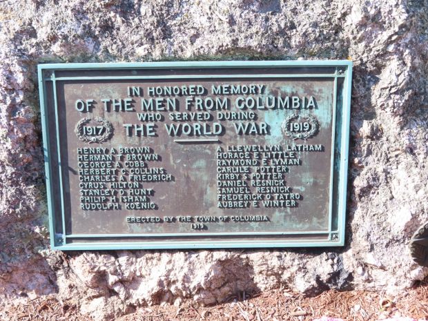 COLUMBIA WORLD WAR MEMORIAL PLAQUE