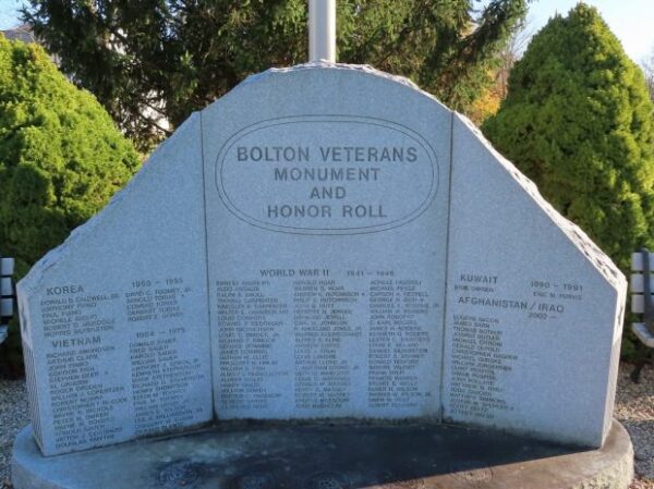 BOLTON VETERANS MONUMENT AND HONOR ROLL