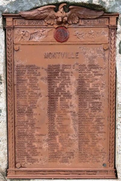 MONTVILLE HONOR ROLL MEMORIAL PLAQUE