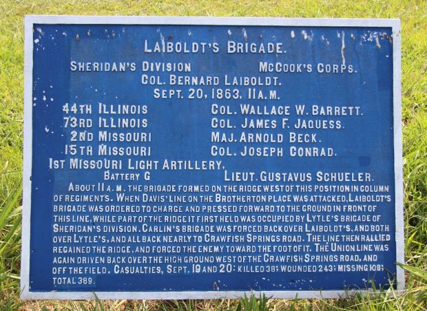 LAIBOLDT’S BRIGADE WAR MEMORIAL PLAQUE 11A.M.