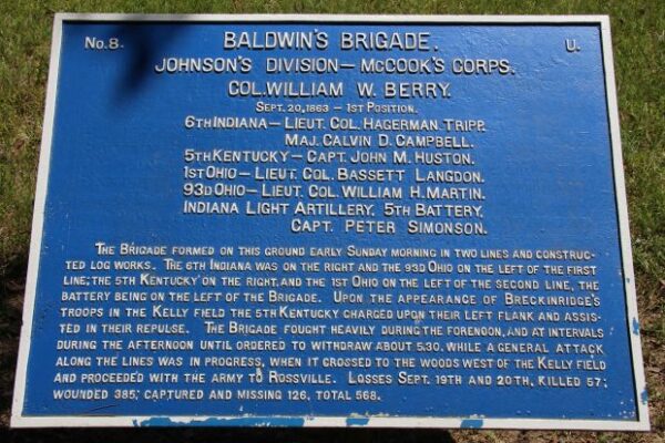 BALDWIN’S BRIGADE WAR MEMORIAL PLAQUE