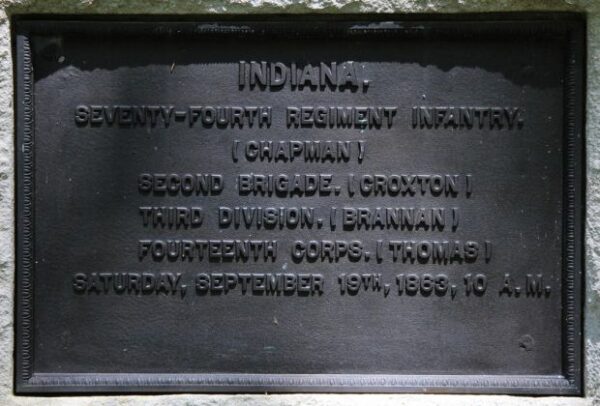 INDIANA. SEVENTY-FOURTH REGIMENT INFANTRY WAR MEMORIAL PLAQUE