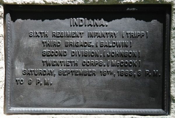 INDIANA. SIXTH REGIMENT INFANTRY WAR MEMORIAL PLAQUE