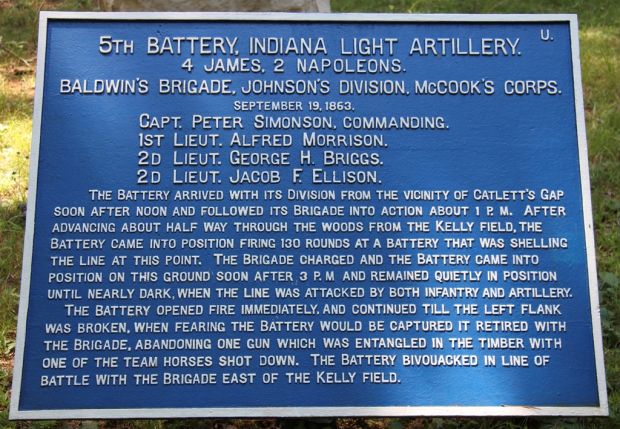 5TH BATTERY, INDIANA LIGHT ARTILLERY MEMORIAL PLAQUE II