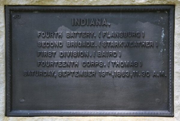 INDIANA. FOURTH BATTERY WAR MEMORIAL 11:30AM PLAQUE