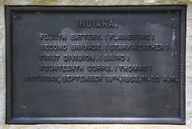 INDIANA. FOURTH BATTERY WAR MEMORIAL 11:30AM PLAQUE