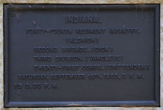 INDIANA. FORTY-FOURTH REGIMENT INFANTRY WAR MEMORIAL PLAQUE