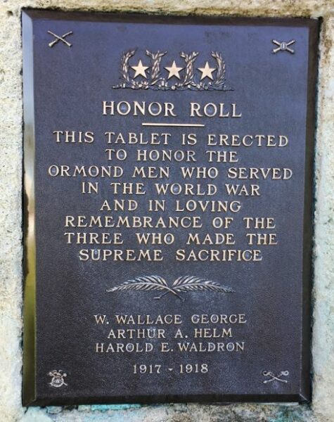 ORMOND WORLD WAR SUPREME SACRIFICE MEMORIAL PLAQUE