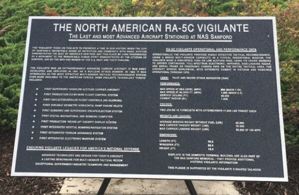 THE NORTH AMERICAN RA-5C VIGILANTE MEMORIAL PLAQUE